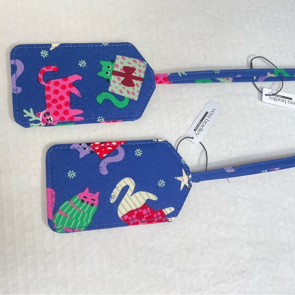 Set of 2 Vera Bradley Luggage Tags ID Tags Kitty Cats - Catnip Christmas NWT - Picture 3 of 4